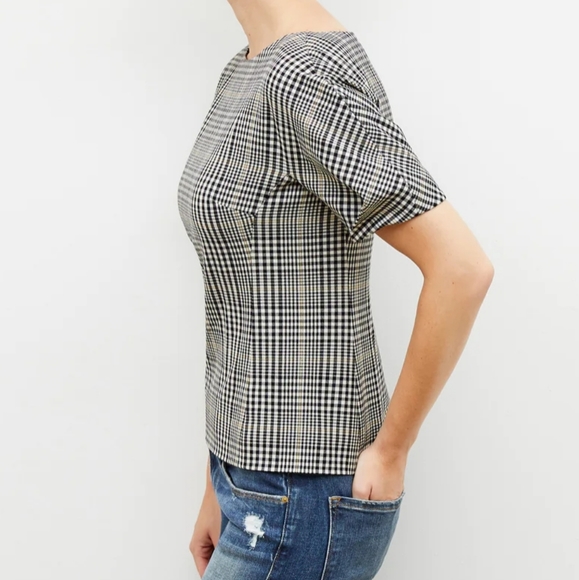 NWT The Eudora Top - Plaid Sharkskin Color Black/White Size 8 - Picture 3 of 4